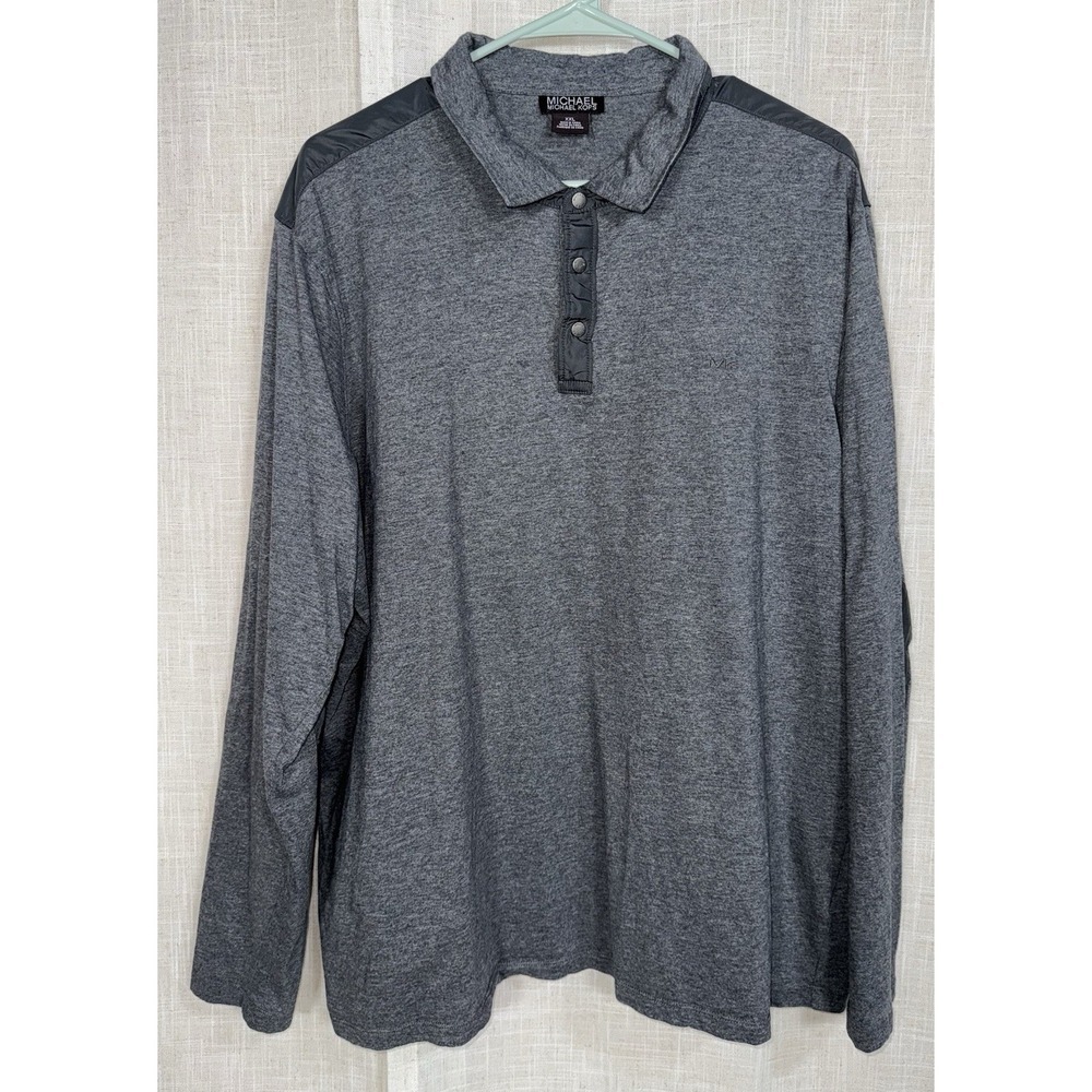 Men's Michael Kors Gray Long Sleeve Henley Size XL‎ XXL Nylon Accents